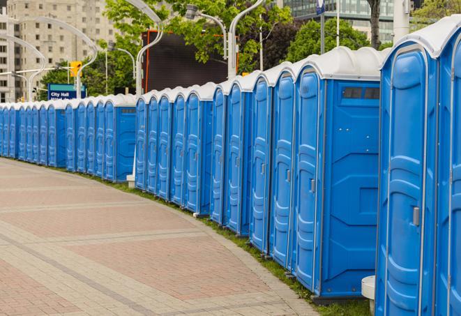Seasonal porta potty units set up at a Valdosta, Georgia venue